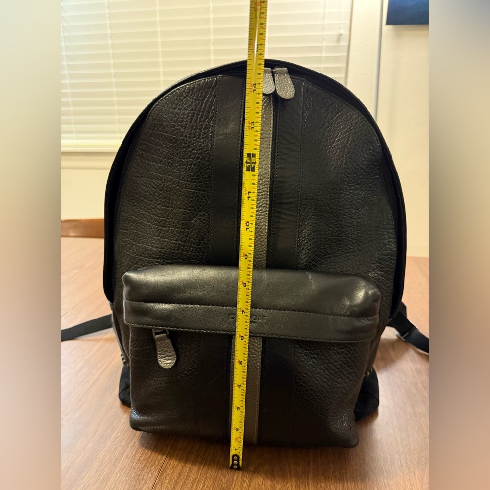 Coach Black and Gray Striped Leather Backpack - Picture 9 of 12